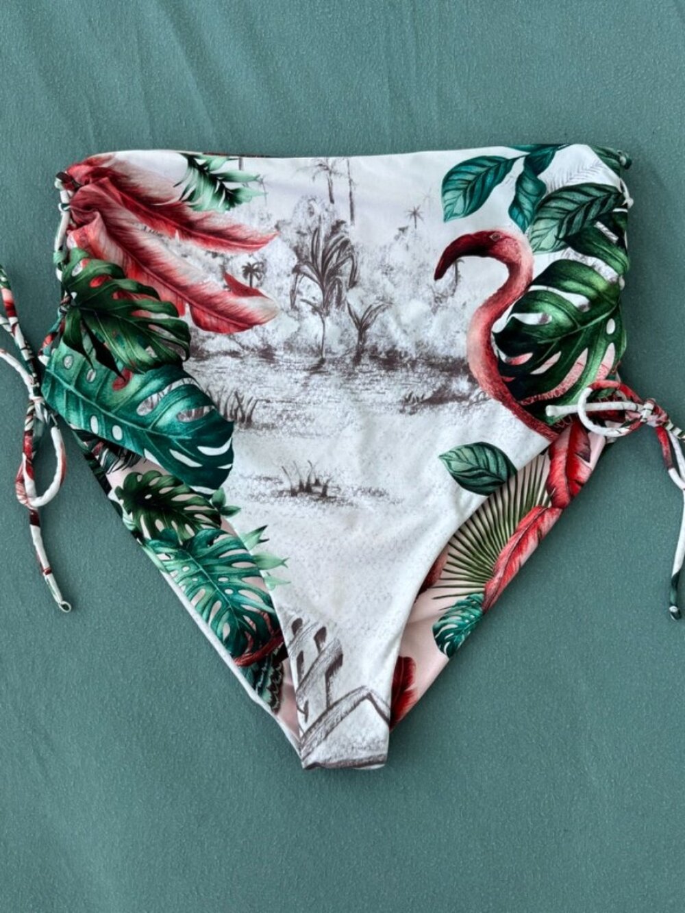 Agua Bendita Hope Palms Springs Reversible Bikini Bottom High Waist Lace Up L